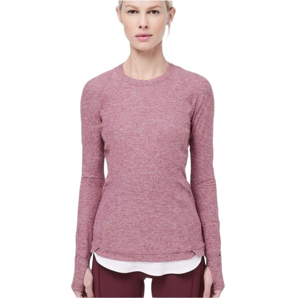 Lululemon Runderful Long Sleeve Heathered Misty Merlot - Picture 1 of 15